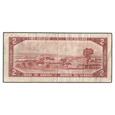 SOLD $2 1954 Bank of Canada Note X/R Prefix Low Serial #53 BC-38b