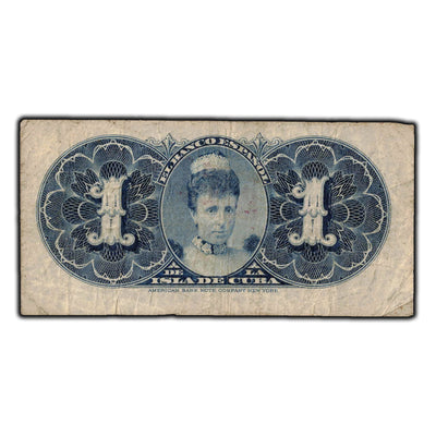 SOLD Cuba El Banco Español 1896 1 Peso Banknote P #47b