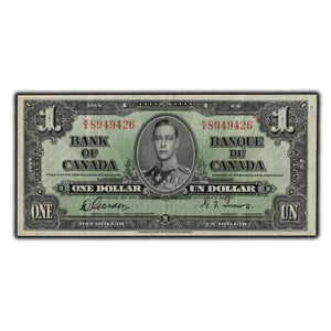 SOLD $1 1937 Bank Of Canada Note Gordon-Towers K/A Prefix BC-21c - EF-40
