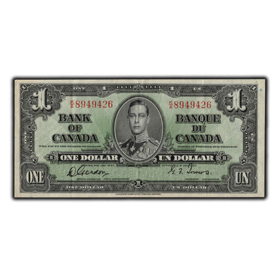SOLD $1 1937 Bank Of Canada Note Gordon-Towers K/A Prefix BC-21c - EF-40
