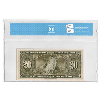 SOLD $20 1937 Bank of Canada Note Gordon-Towers B/E Prefix BC-25b - CCCS UNC-60