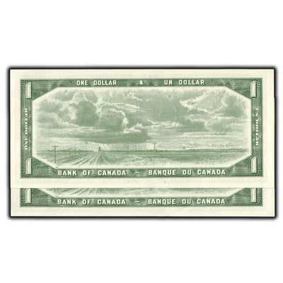 SOLD $1 1954 Bank of Canada Notes N/Z Prefix BC-37b-i - 2 Consecutive