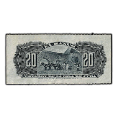 SOLD Cuba El Banco Español 1897 20 Centavos Note P #53a