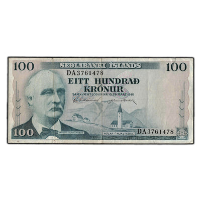 SOLD Iceland 1961 100 Kronur Note P #44a