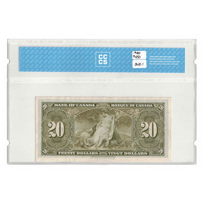 SOLD $20 1937 Bank of Canada Note Coyne-Towers H/E Changeover Prefix BC-25c - CCCS UNC-62