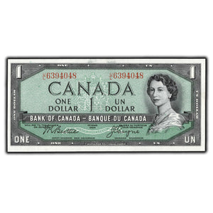 SOLD $1 1954 Bank of Canada Note Beattie-Coyne U/L Prefix BC-37a - Ch UNC