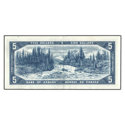 SOLD $5 1954 Bank of Canada Note Bouey-Rasminsky S/X Prefix BC-39c - AU-50