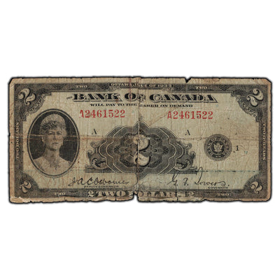SOLD $2 1935 Bank of Canada Note English Text BC-3 - Filler