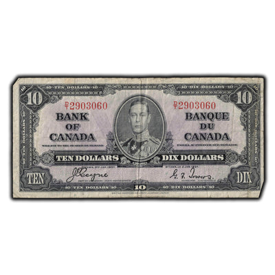 SOLD $10 1937 Bank Of Canada Note Coyne-Towers D/T Prefix BC-24c