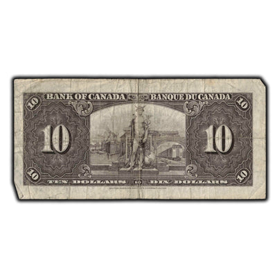 SOLD $10 1937 Bank Of Canada Note Coyne-Towers D/T Prefix BC-24c