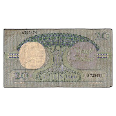 SOLD Congo Democratic Republic 1962 20 Francs Note P #4a