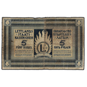 SOLD Latvia 1919 5 Rubli Note P #3
