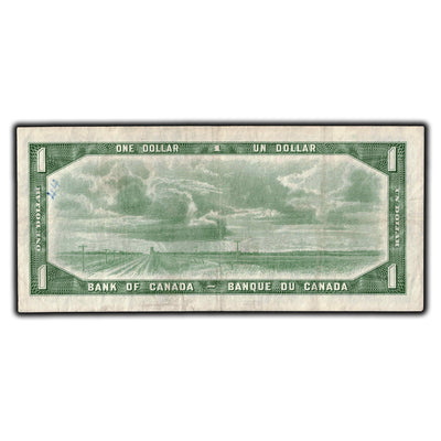 SOLD $1 1954 Bank of Canada Note *A/A Replacement Prefix BC-37bA - Light Writing