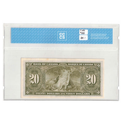 SOLD $20 1937 Bank of Canada Note Coyne-Towers K/E Prefix BC-25c - CCCS UNC-65