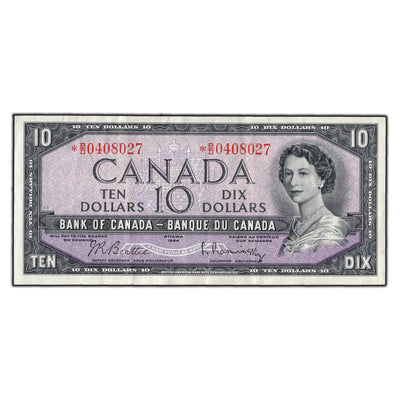 SOLD $10 1954 Bank of Canada Note *B/D Replacement Prefix BC-40bA - Cleaned