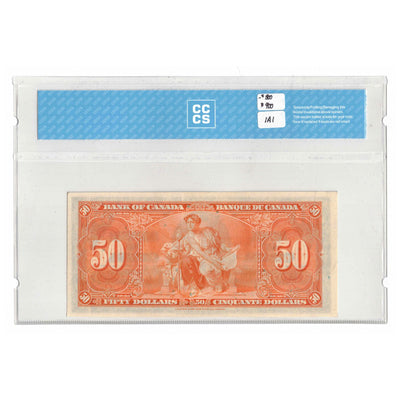 SOLD $50 1937 Bank of Canada Note Gordon-Towers B/H Prefix BC-26b - CCCS UNC-60
