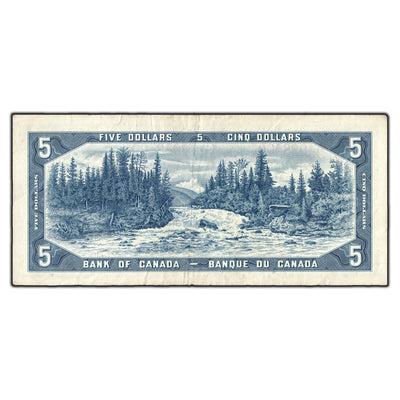 SOLD $5 1954 Bank of Canada Note Beattie-Rasminsky A/X Prefix BC-39b - VF-30