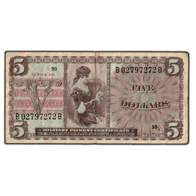 SOLD United States Series 661 Military Payment Certificate $5 Note