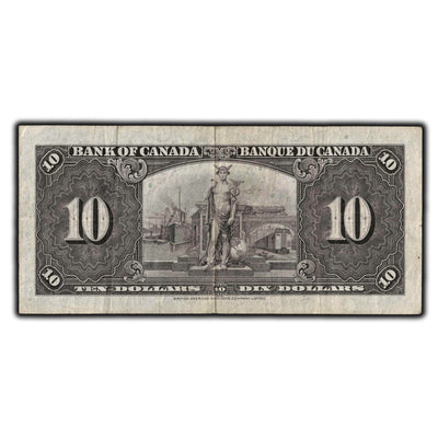 SOLD $10 1937 Bank Of Canada Note Gordon-Towers Y/D Prefix BC-24b - Writing
