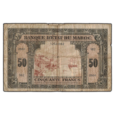 SOLD Morocco 1944 50 Francs Note P #26a