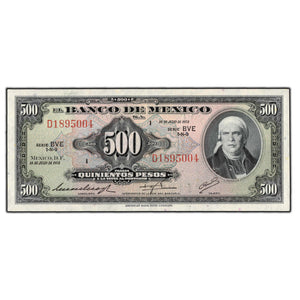 SOLD Mexico 1973 500 Pesos Note P #51 - Pinholes