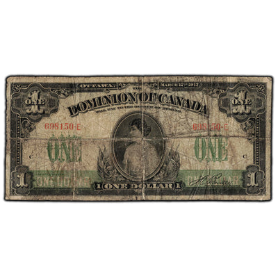 SOLD $1 1917 Dominion of Canada Note Series E DC-23a