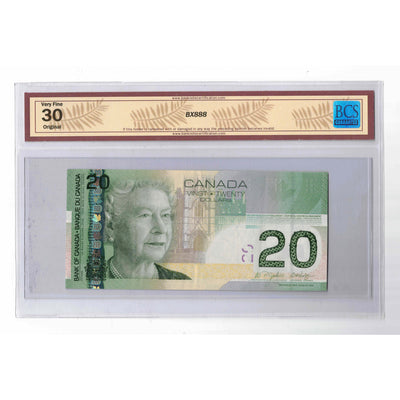 SOLD $20 2004 Bank of Canada Note EYT Prefix - BCS VF-30 Ink Smear Error