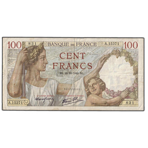 SOLD France 1940 100 Francs Note P #94