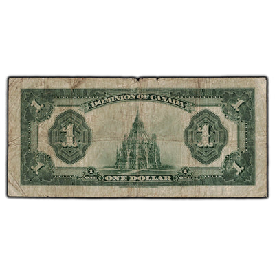 SOLD $1 1923 Dominion of Canada Note Black Seal Series D DC-25n - VG-8