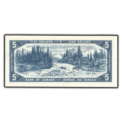 SOLD $5 1954 Bank of Canada Note Bouey-Rasminsky T/X Prefix BC-39c - AU-55