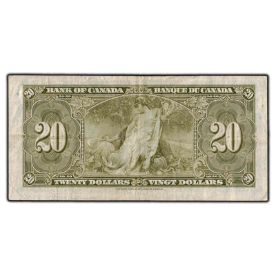 SOLD $20 1937 Bank of Canada Note Coyne-Towers J/E Prefix BC-25c - VF-20