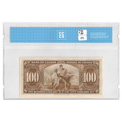 SOLD $100 1937 Bank of Canada Note Gordon-Towers B/J Prefix BC-27b - CCCS UNC-60