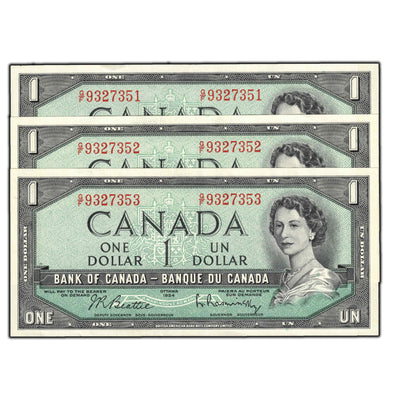 SOLD $1 1954 Bank of Canada Notes G/F Prefix BC-37b-i - 3 Consecutive
