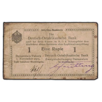 SOLD German East Africa 1915 1 Rupie Note P #15