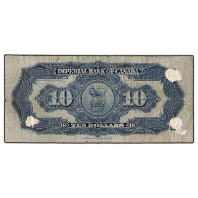 SOLD $10 1923 Imperial Bank of Canada Chartered Note CH #375-18-06 - Pinholes and Damage
