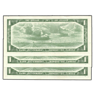 SOLD $1 1954 Bank of Canada Notes G/F Prefix BC-37b-i - 3 Consecutive
