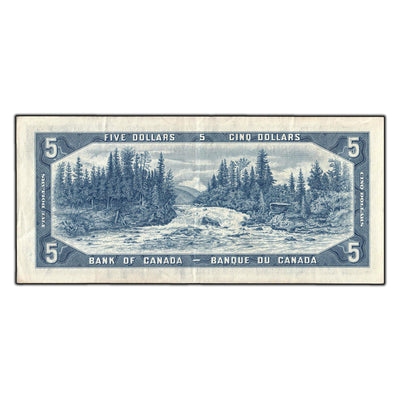 SOLD $5 1954 Bank of Canada Note Beattie-Rasminsky T/S Prefix BC-39b - VF+