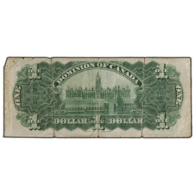 SOLD $1 1898 Dominion of Canada Note Series Q Boville DC-13c - Corner Damage/Tears