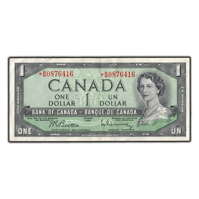 SOLD $1 1954 Bank of Canada Note *B/M Replacement Prefix BC-37bA-i - EF-40