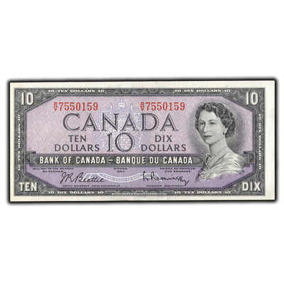 SOLD $10 1954 Bank of Canada Note Beattie-Rasminsky R/V Prefix BC-40b -