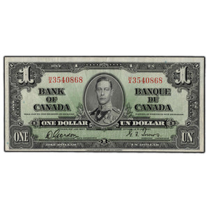 SOLD $1 1937 Bank Of Canada Note H/A Narrow Panel Prefix BC-21c - VF-30