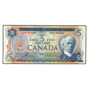 SOLD $5 1972 Bank of Canada Note Bouey-Rasminsky CA Prefix BC-48a - EF-45