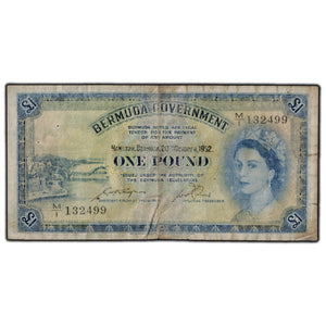 SOLD Bermuda 1952 1 Pound Banknote P #20a