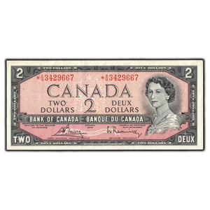 SOLD $2 1954 Bank of Canada Note *A/G Replacement Prefix BC-38cA - VF-30