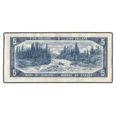SOLD $5 1954 Bank Of Canada Note Beattie-Rasminsky C/S Prefix BC-39b - AU-50