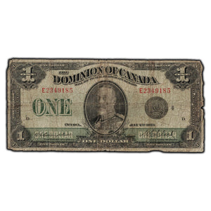 SOLD $1 1923 Dominion of Canada Note Black Seal Series E DC-25o - Circulated