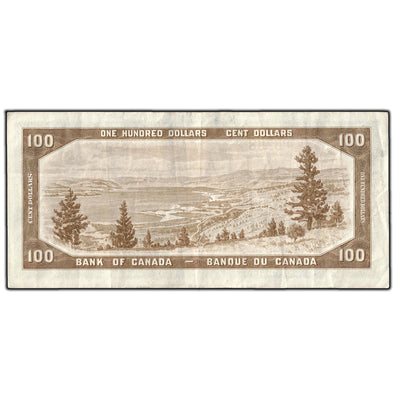 SOLD $100 1954 Bank Of Canada Note Beattie-Coyne A/J Prefix BC-43a