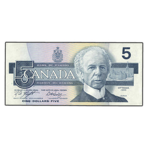 SOLD $5 1986 Bank of Canada Note Knight-Dodge ANS Prefix BC-56e-i - Ch UNC
