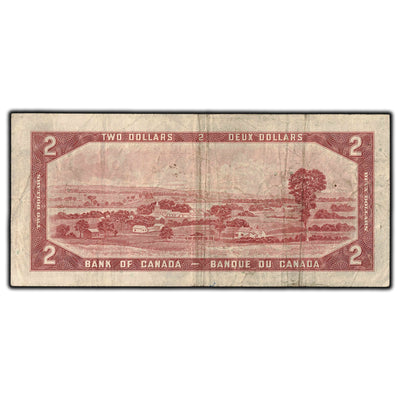 SOLD $2 1954 Bank of Canada Note Z/R Prefix BC-38b - Neat Near Solid Serial