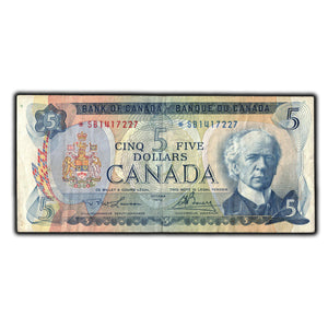 SOLD $5 1972 Bank of Canada Note *SB Replacement Prefix BC-48bA